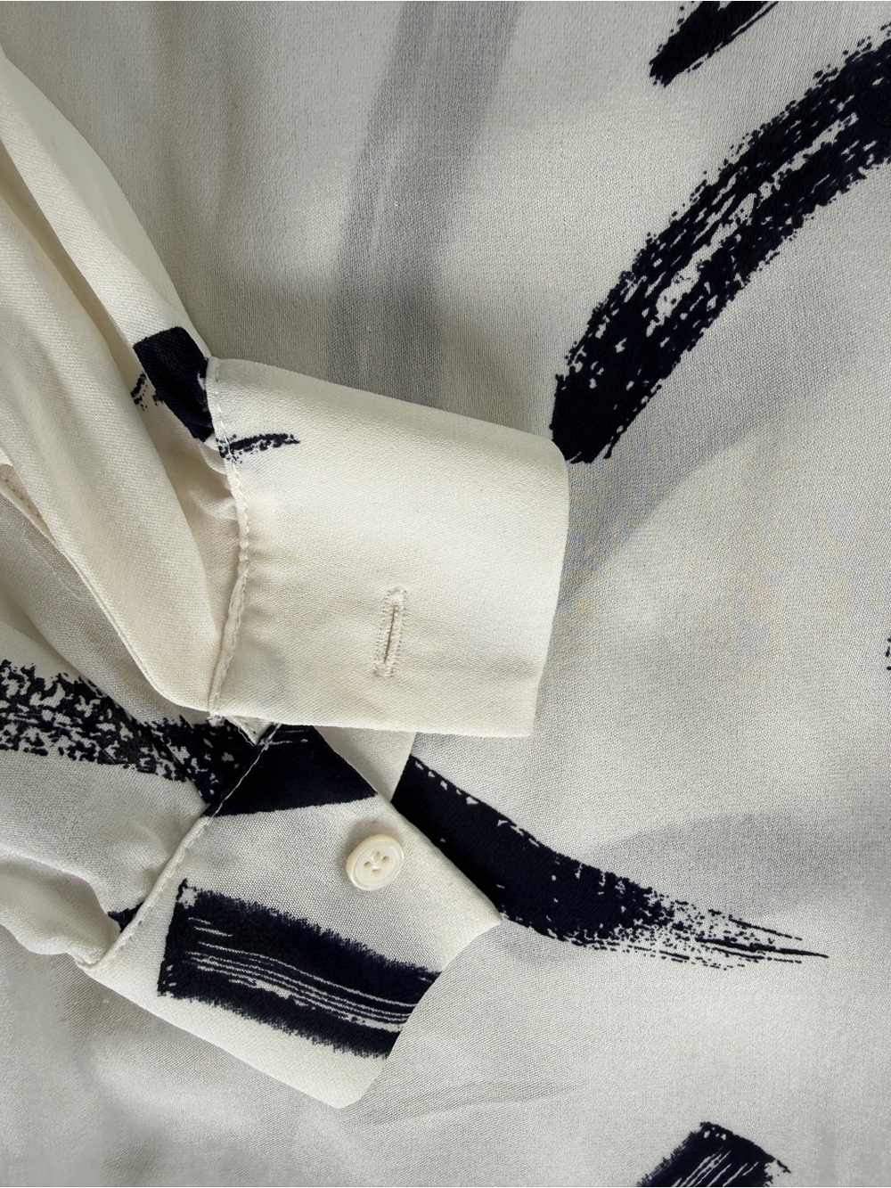 Joie Cream Blouse with Black Abstract Brush Print - Picture 5 of 5